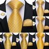 Tie Set for Men Golden Striped Paisley Necktie Silk Tie Pocket Square Cufflinks for Wedding Party