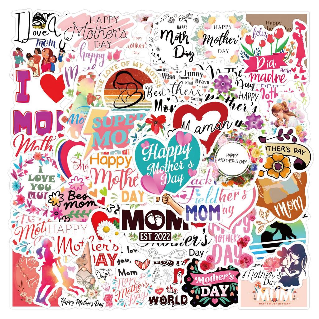 55 New Mother's Day Graffiti Stickers Decorate Notebook Suitcase Handbook Stickers