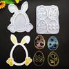 Bunny Eggs Silicone Molds Easter Egg Hanging Pendant Casting Molds Egg Rabbit Ornament Hanging Ring Tag Plaster Cement Mould