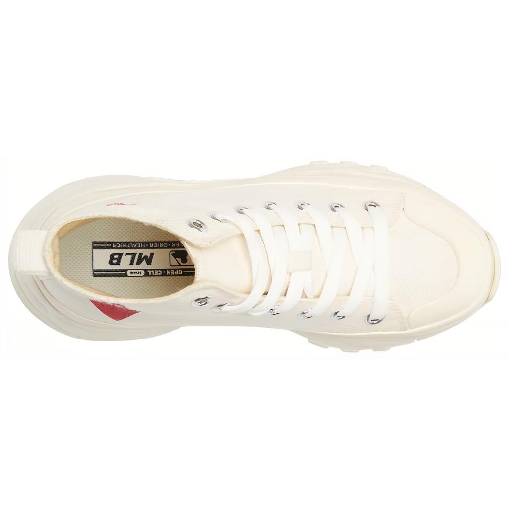 New MLB Chunky High Anti Slip And Wear Resistant Breathable High Top Canvas Shoes Unisex White Red 3ASHU321N-07IVS