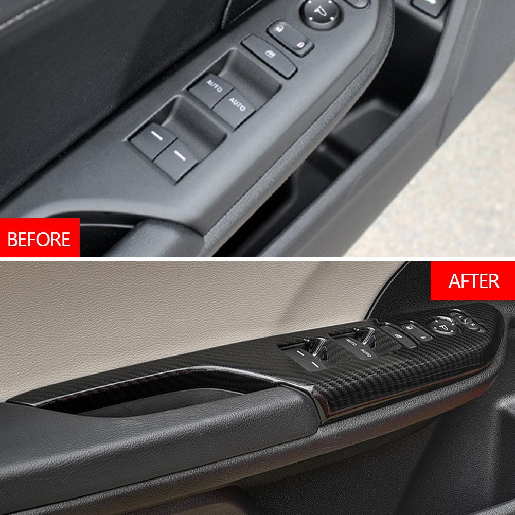 Carbon Fiber Interior Door Armrest Glass Button Decorative Stickers Modification Supplies for Honda Civic 10th 2017 18 2019 2020