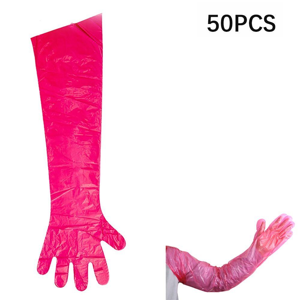50Pcs Plastic Disposable Vet Glove Clear Farm Glove Non-toxic Cattle Sheep Glove Midwifery
