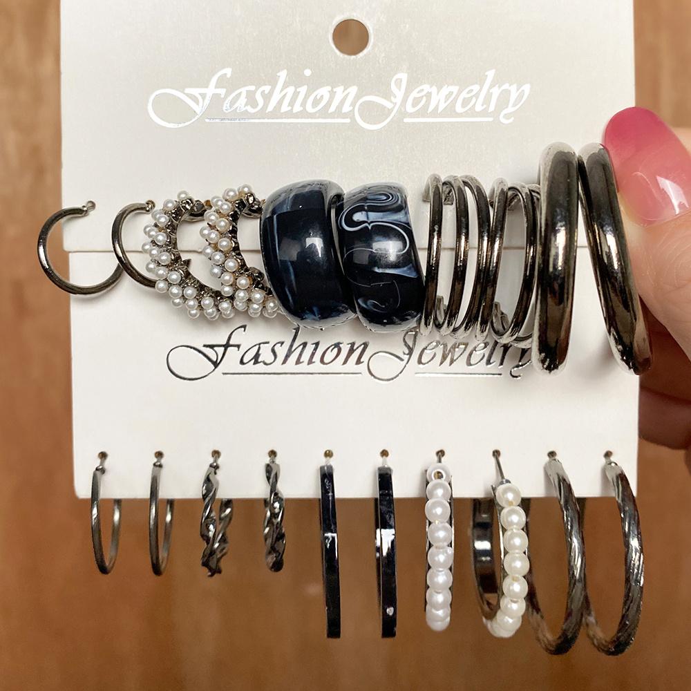 Retro Silver Color Hoop Earrings Set Butterfly Snake Drop Earrings Women Simple Elegant Jewelry Accessories