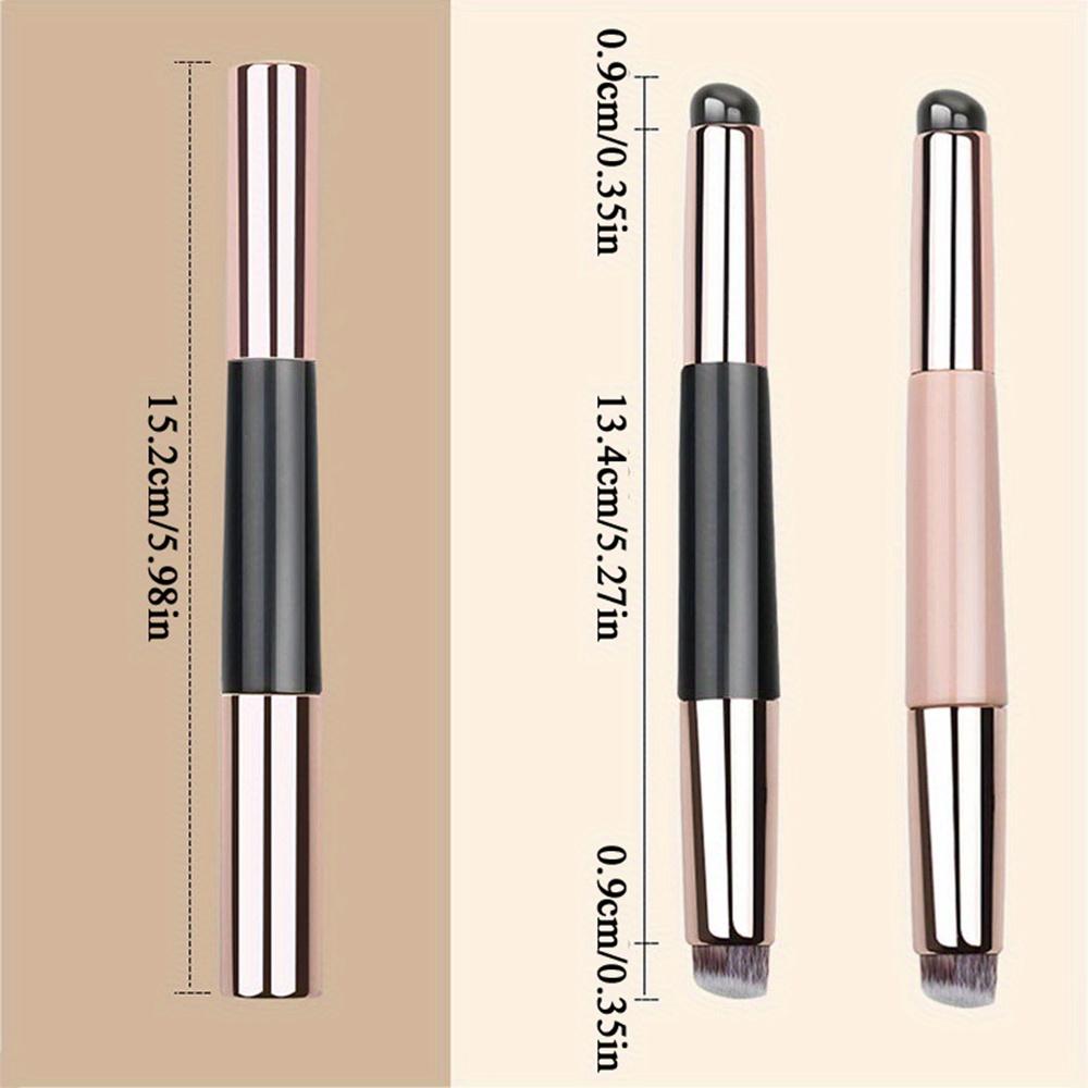 Silicone Lip Brush Portable Concealer Foundation Brush Double Head Smudge 2-in-1 Soft with Cap Round Head Makeup Brush