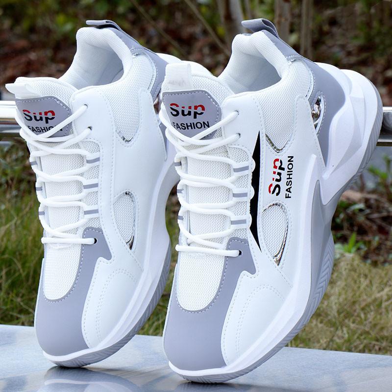 High Top Basketball Shoes for Men Soft Leather Waterproof Non Slip Sports Shoes Student Running Sneakers Autumn New