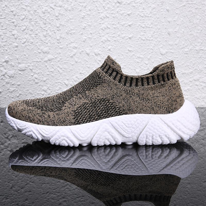 Large Size Popcorn Sole Fly-woven Mesh Breathable Sports Casual Running Shoes Socks Men's Shoes