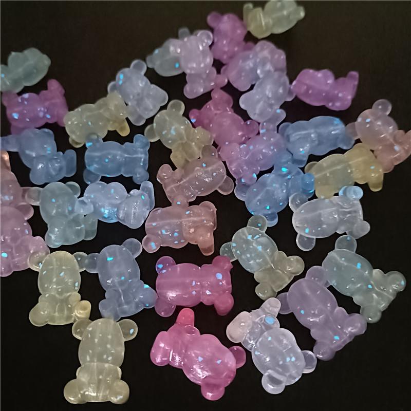 Home Party Supplies Acrylic Shimmer DIY Jewelry Accessories Creative Handmade 10pcs Beads Bear Necklace Making Materials Luminous Bracelet