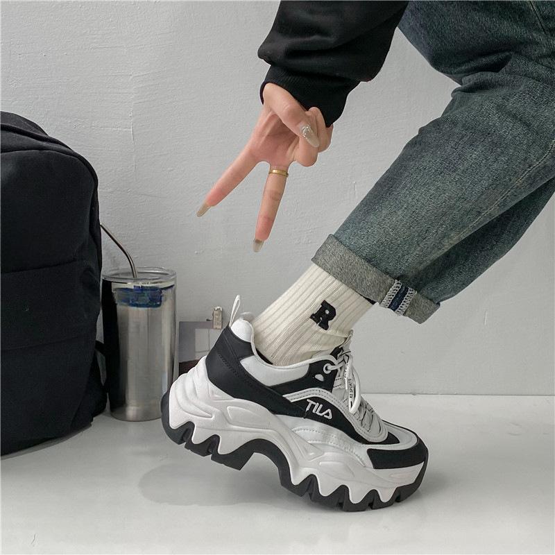 Korean Version Women Shoes Thick Bottom Elevated Increase 2024 New Casual Simple All-match Running Women Sneakers Autumntime