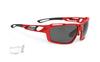 Rudy Project SINTRYX Sports Sunglasses for Road and Fire Red Gloss Frame with Smoke Black Lenses and Clear Bikes, Cycling, Marathons, Jogging,