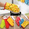 Kitchen Cooking Microwave Oven Gloves Mitts Dot Pot Pad Heat Proof Protected