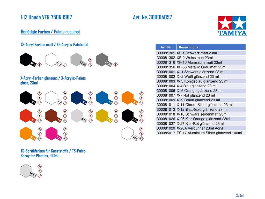Tamiya Motorcycle Series Honda VFR750R Plastic Model 14057 1/12 No.57