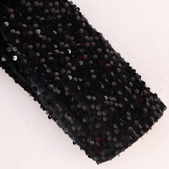 Women Sequin Jacket Big Bow Decor Loose Round Neck Long Sleeves Solid