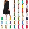 Women's Casual Fashion Round Neck Long Sleeve Solid Color Midi Dress