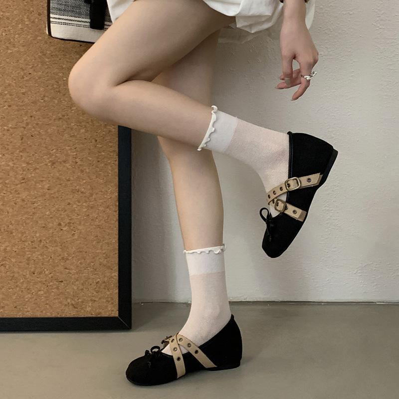 Vintage Cosy Soft Sole Women Ballet Flats Concise Belt Buckle Shoes Ladies Outdoor Comfort Mary Jane Shoes