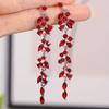 Colorful Shiny Rhinestone Inlaid Leaf Design Long Dangle Earrings Bohemian Elegant Style Delicate Female Earrings