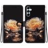 3D Abstract Art Painting Black Gold Rose Flower Leather Phone Wallet Case Book Stand For iPhone  Girls Magnetic Card Flip Cover Bag AVE