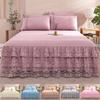 Double Lace Bed Skirt Colcha De Cama Queen Plant Printed Bed Cover Single/Queen/King Size Bed Sheet Skirt(Pillowcase Need Order)