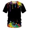 Summer Men's 3D Print Graffiti Painting Short Sleeve Casual Fashion T-Shirt Oversized Round Neck T-Shirt Women