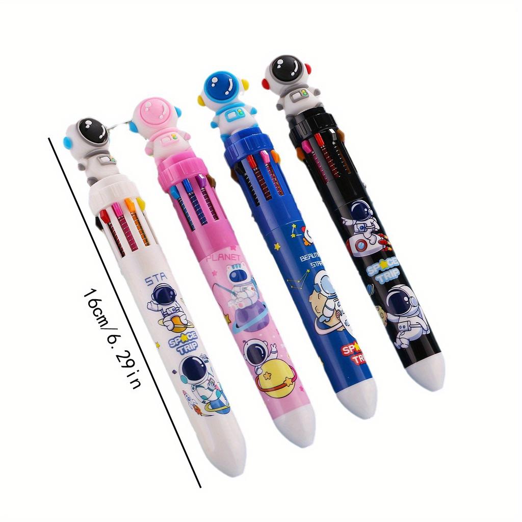Return To School Season 5pcs Astronaut Model Ten Color Ballpoint Pen Student Hand Account 10 Color Pen Creative Astronaut Press Color Multicolor Pen