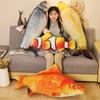 New Nice 3D Simulation Clownfish Lifelike Fish Plush Toys Soft Goldfish Stuffed Sofa Pillow Cushion Creative Gift Funny Decor