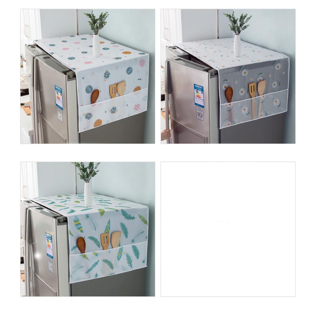 Refrigerator Dust Proof Cover PEVA Waterproof Washing Machine Top Covers with 3 Pockets