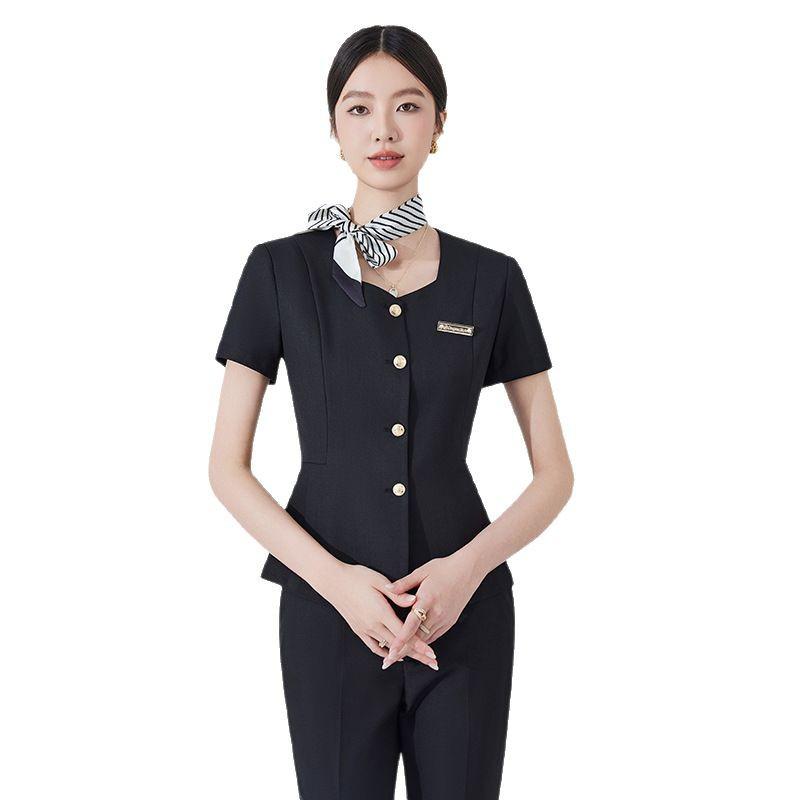 Professional Women's Short Sleeve Suit for Reception & Salon Staff