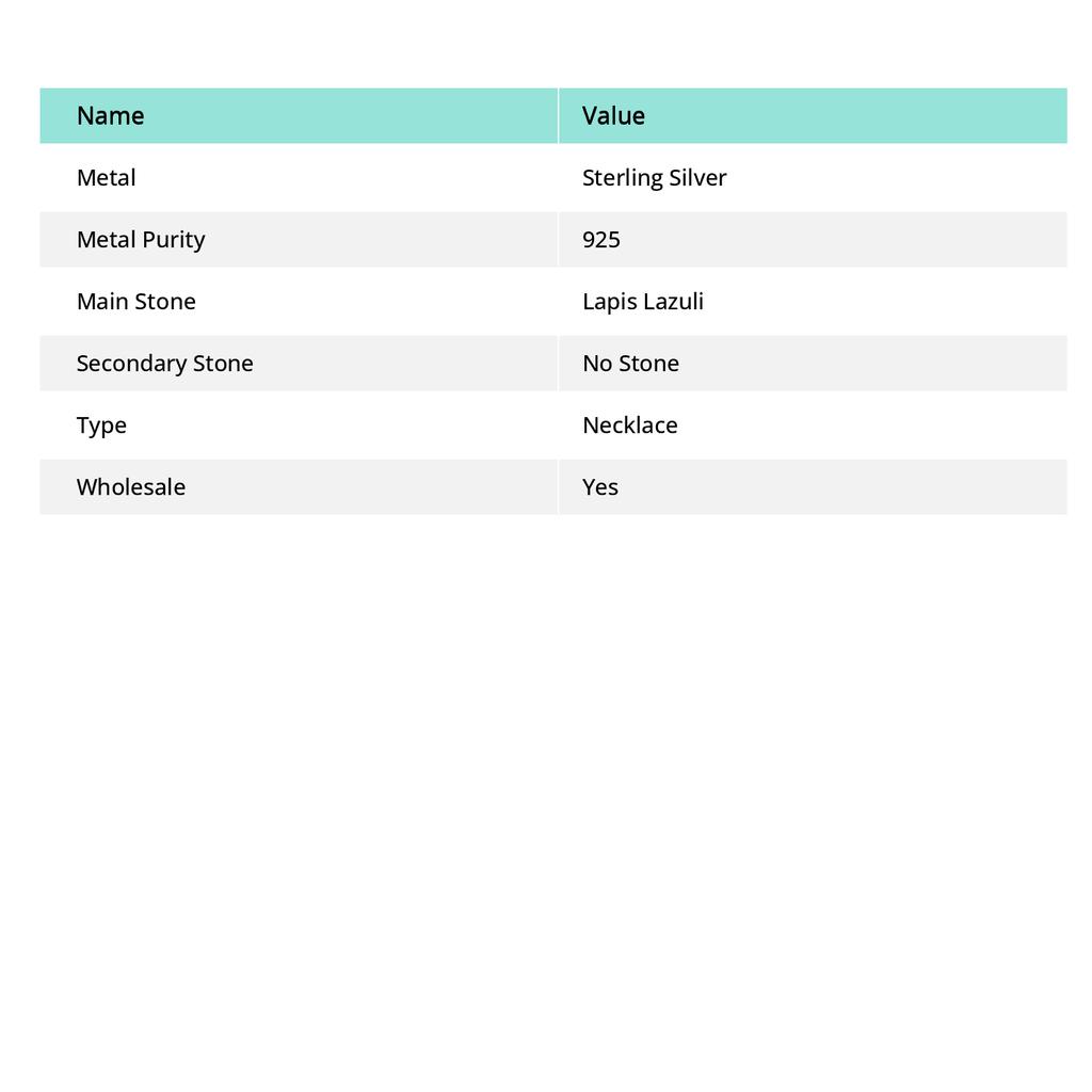 Lapis Lazuli Gemstone 925 Sterling Silver Jewelry Necklace 18"