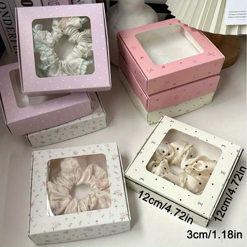 10pcs Gift Boxes with Window Printed Kraft Paper Box Treat Packaging for Hair Accessories Soap Crafts Treat Boxes Gift Wrap Box for Birthday Party