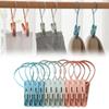 12pcs Windproof Clothespins Plastic Laundry Clip Portable Bra Socks Hanger Hook Quilt Clothing Clip Hanging Rope Clothes Peg