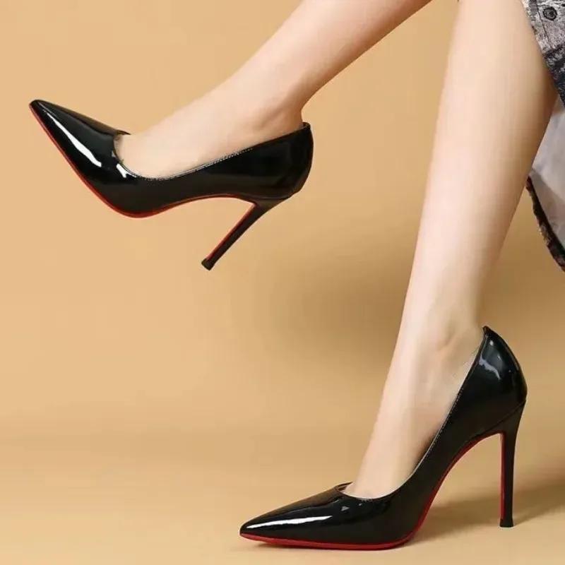 Women's Summer New PU Sexy Pointed Slip-on Stiletto Shoes Outdoor Shallow Mouth Comfortable Office Banquet Sandals for Women