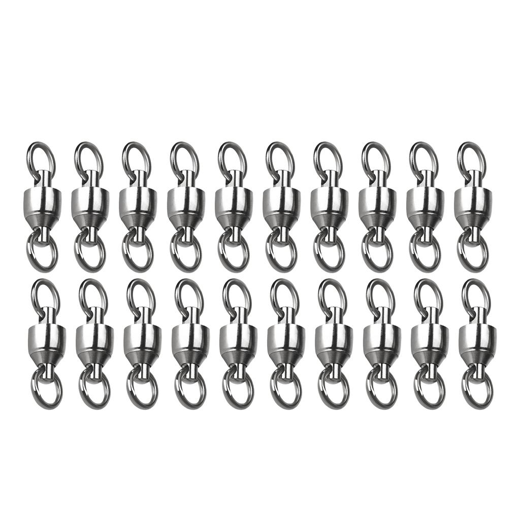 20Pcs Bearing Fishing Swivel Stainless Rolling Swivels Barrel Swivel Line Connector Heavy Duty Fishing Tackle Accessory