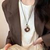 Women Necklace Geometric Square Bead Pendant Necklace Long Style Sweater Necklace Versatile Clothing Accessories