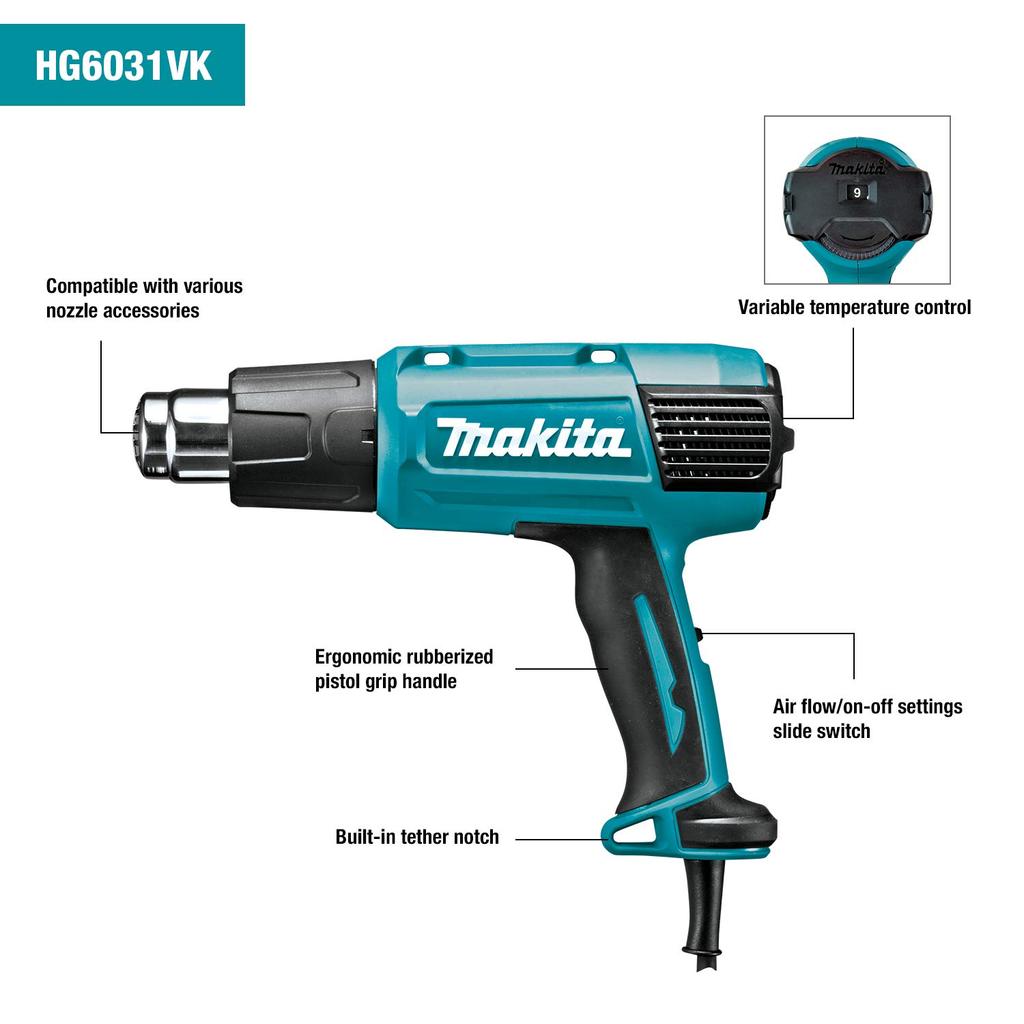 Makita Heat Gun AC100V Hot Air Temperature Degrees HG6031VK 50-550