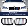 Car Front Grill Cover Trim Kidney Grille For BMW X5 X6 E70 E71 2008-2013 M-Color Dual Slat Line Style Glossy Black Racing