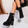 New Designer Women Shoes Lace Up Ankle Boots Zapatos Mujer High Heels Ladies Casual Pumps Platform Heel Short Boots