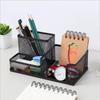 Stylish Mesh Desktop Office Pen Holder with Three Grids for Storage