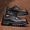 Толстая подошва Мужская деловая повседневная кожаная обувь Оксфорды на нескользящей платформе Туфли на шнуровке Официальная деловая обувь Мужские прогулочные кроссовки