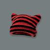 Cute Devil Horn Knitting Striped Beanie Hat Autumn Winter Knitted Wool Caps Girl Cat Ear Pointed Pullover Women Bonnet Hats