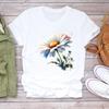 (Asian Size) Casual  Sweet Flower Cute Tees Top Women Clothing Short Sleeve T Shirt Tee Fashion Print Ladies Female Graphic T-shirts