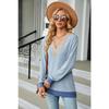 Women's Long Sleeve T-Shirt Fall/Winter Sweatshirt Women's Lace V-Neck Color-Blocked Split Hem Loose Top