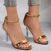 Summer Open Toe Solid Color Simple Elegant Fashion Sandals for Women New Sexy Pin Buckle Comfortable Banquet Party High Heels