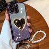 Luxury Diamond Love Mirror Phone Case For Honor X7 X7A X8 X8A X8C 4G X8B X9 X9A Magic 7 6 5 Lite Hanging Rope With Pearl Heart