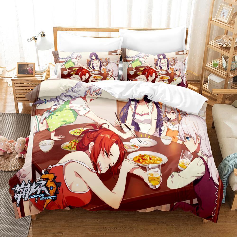 Game Honkai Impact 3 Bedding Set Single Twin Full Queen King Size Bed Set Adult Kid Bedroom Duvet Cover Sets Anime Bed Sheet Set