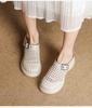 6Cm Design Feeling Thick Bottom Woven Bag Head Half Slippers Round Head Hollowed Out Outside Wearing High Heels Sandals Women