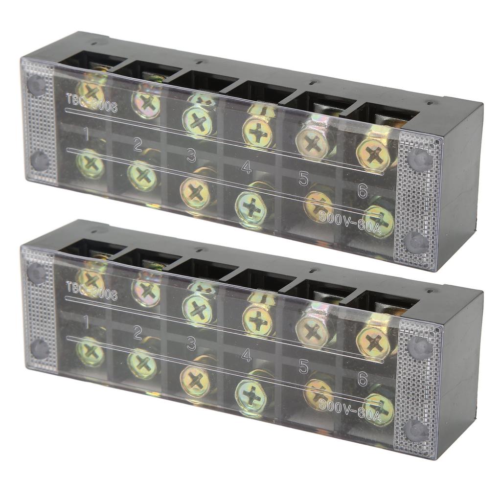 Terminal Strip Block Large Current Easy Wiring Ground Circuit Terminal Block 600V 60A 6 Positions