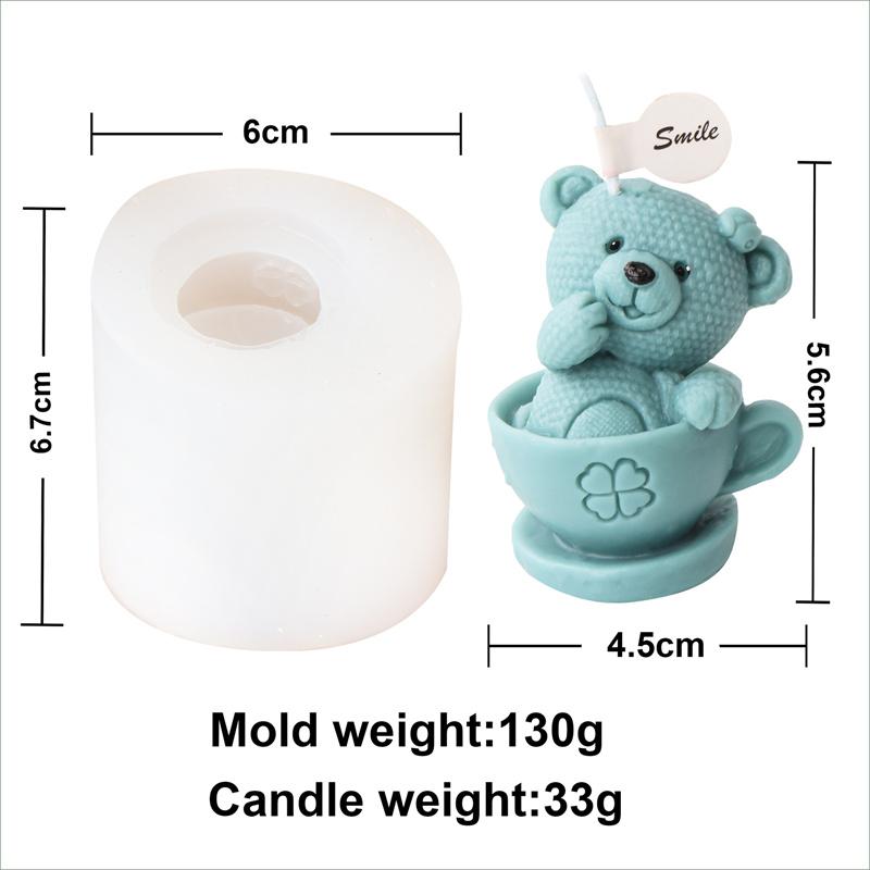 3D Cartoon Animal Silicone Candle Mold DIY Cute Cup Teddy Bear Elephant Candle Making Supplies Soap Resin Mould Craft Home Decor