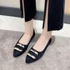 Fashion 2025 New Ladies Shoes Shallow Women's Flats Fashion Metal Decoration Office and Career Sexy Pointed Toe Plus Size Flat Low Heels