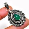 Green Onyx Gemstone 925 Silver Plated Handmade Jewelry Pendant 1.70"
