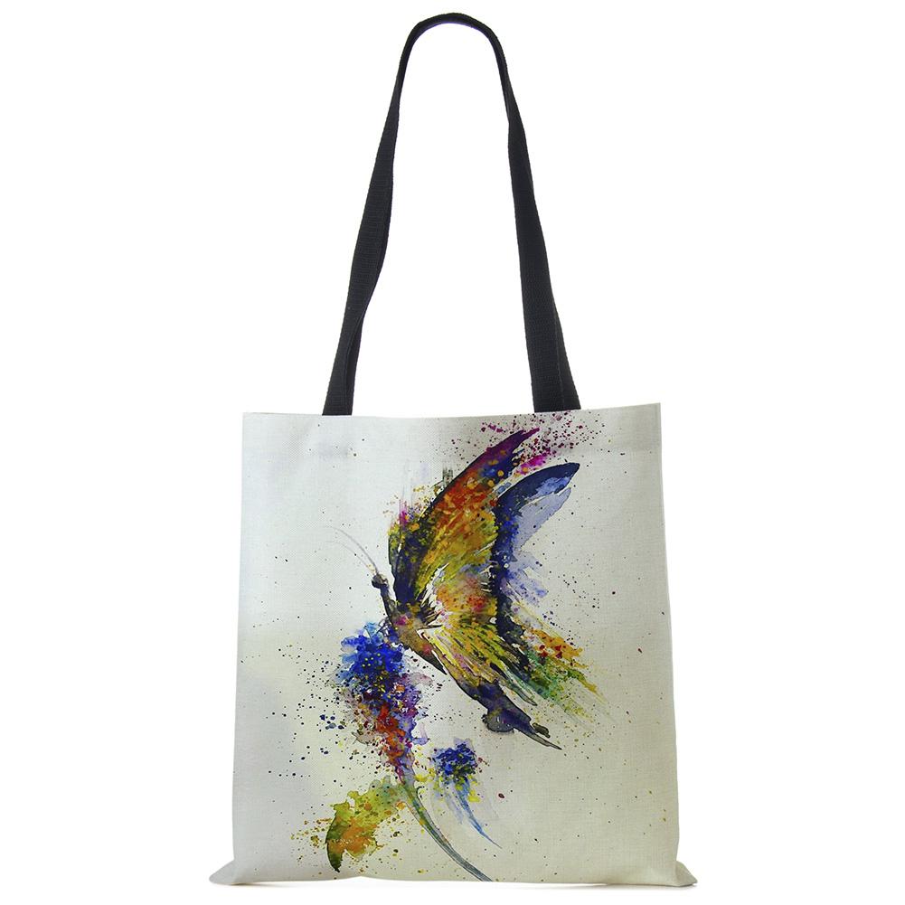 Butterfly Animal Cat Print Tote Shoulder Bag For Women Shopping Reusable Bags For Groceries Folding Travel School Beach Bags