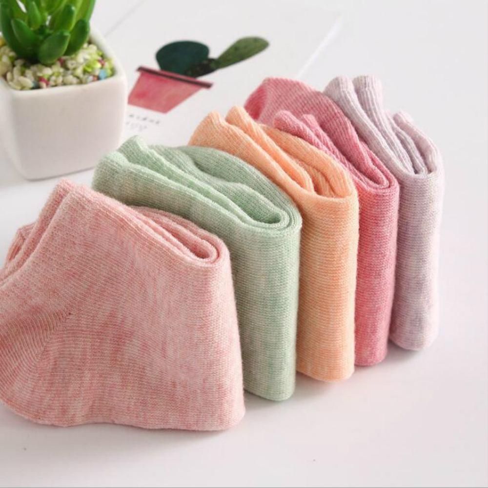 New Women's Autumn Candy Color Cotton Boat Socks - Breathable, Short Style